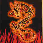 Flaming Dragon Black Light Fabric Posters